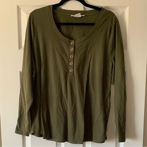 Olive Green Women's waffle knit Top